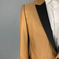 DOLCE & GABBANA Size 42 Tan Black Herringbone Silk Blend Sport Coat