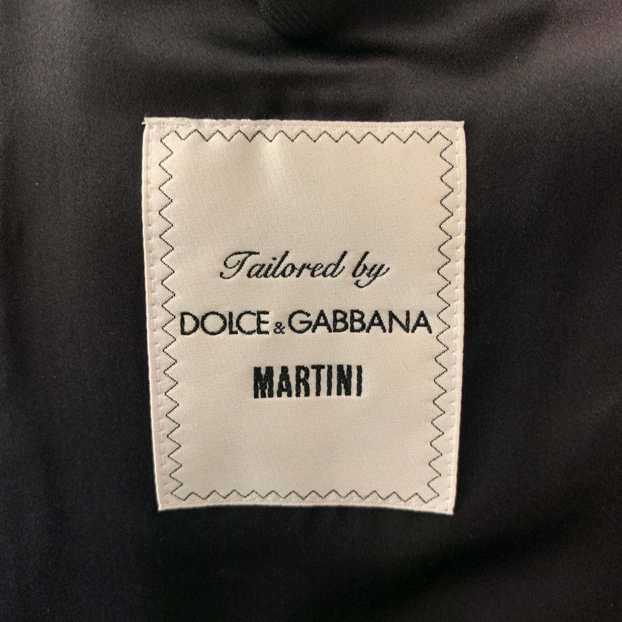 DOLCE & GABBANA Size 42 Tan Black Herringbone Silk Blend Sport Coat For Sale 2