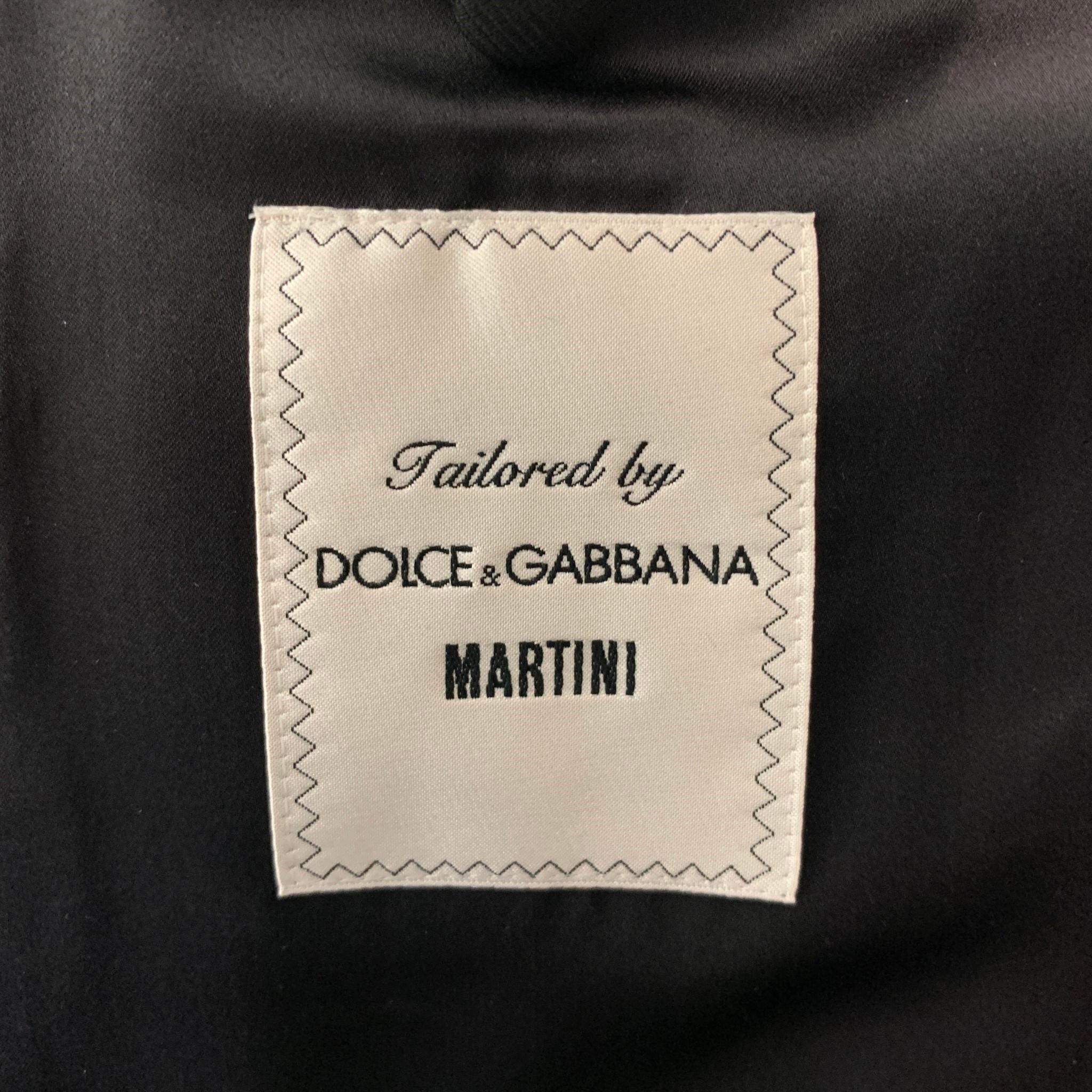 DOLCE & GABBANA Size 42 Tan Black Herringbone Silk Blend Sport Coat 1