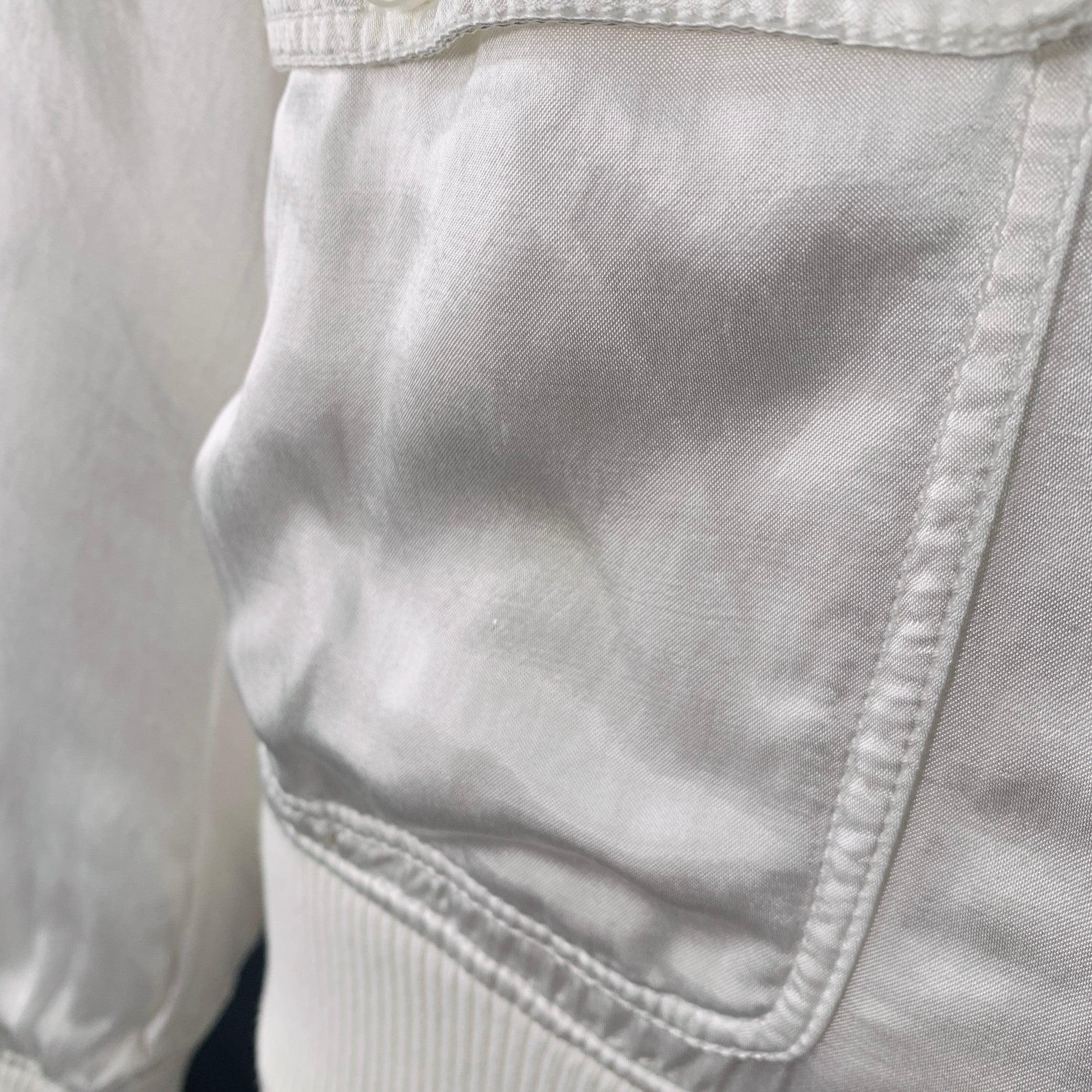 DOLCE & GABBANA Size 42 White Cotton Blend Zip Up Bomber Jacket For Sale 1