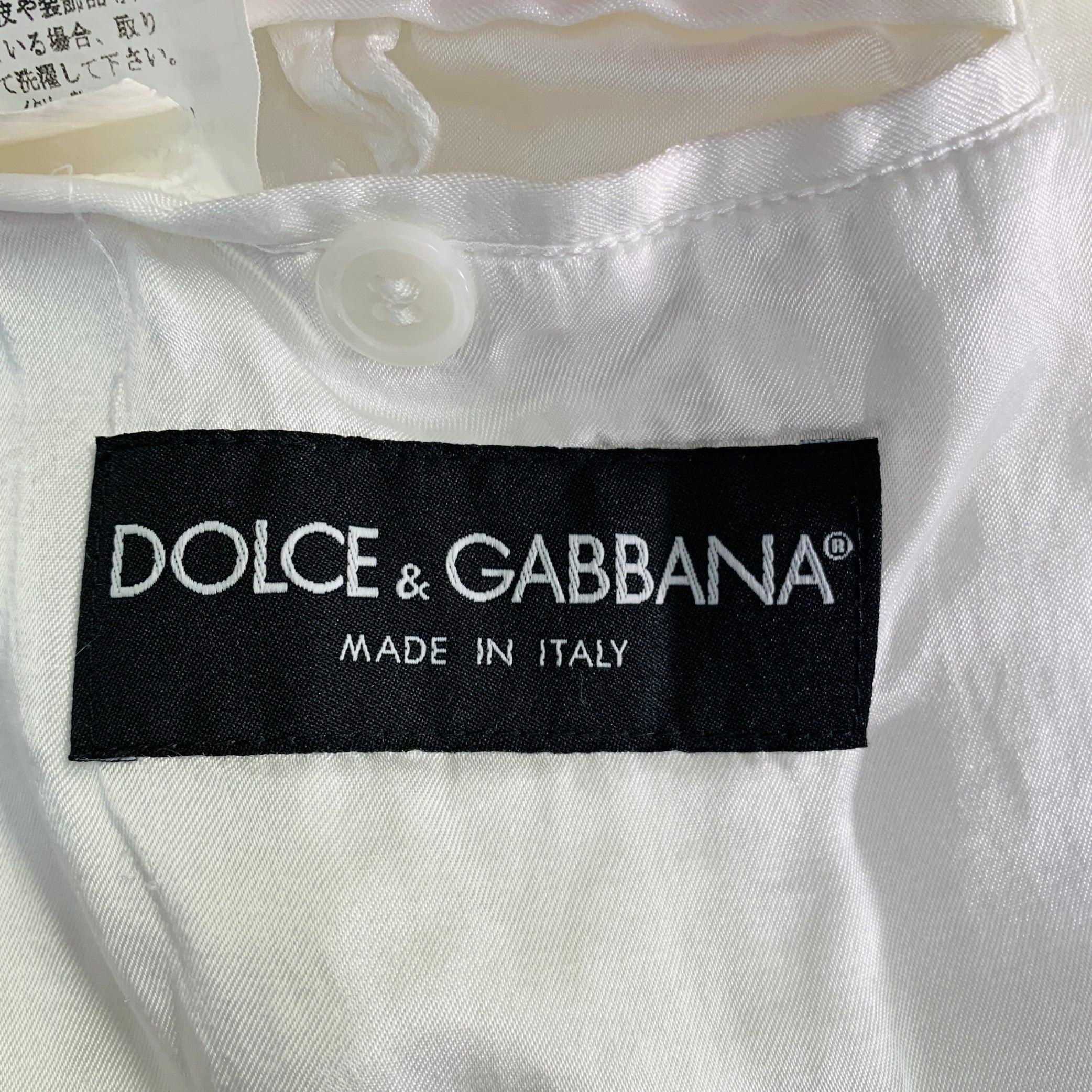 DOLCE & GABBANA Size 42 White Cotton Blend Zip Up Bomber Jacket For Sale 2