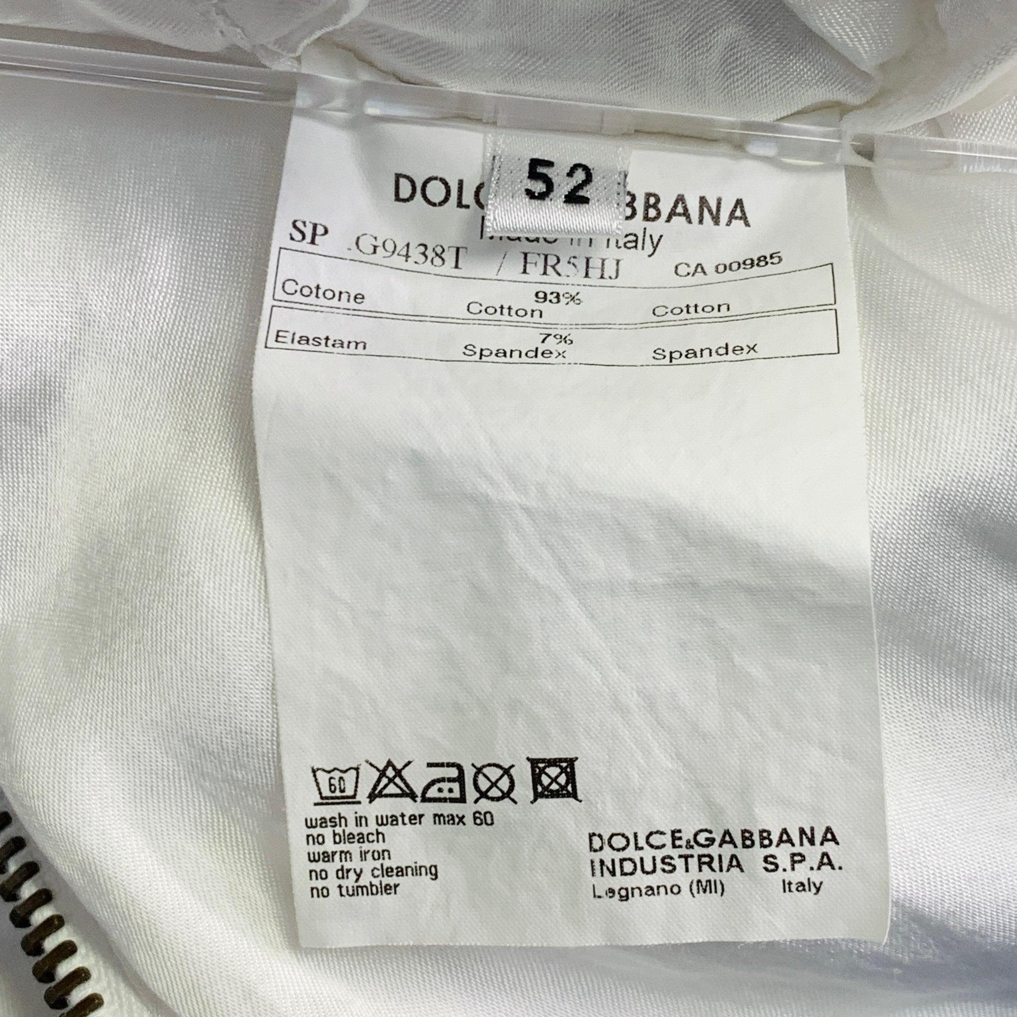 DOLCE & GABBANA Size 42 White Cotton Blend Zip Up Bomber Jacket For Sale 3