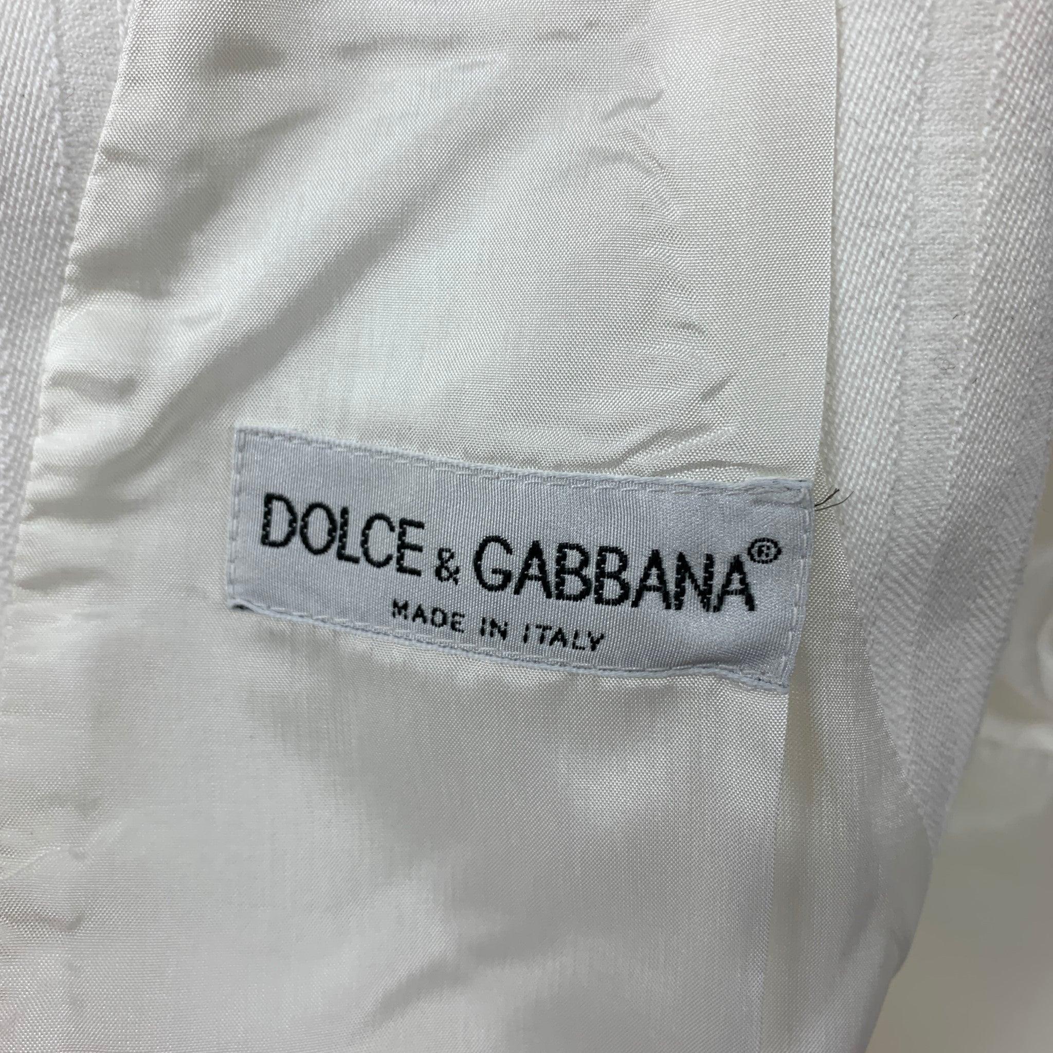 Men's DOLCE & GABBANA Size 42 White Embroidery Cotton Buttoned Vest For Sale