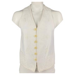 DOLCE & GABBANA Size 42 White Embroidery Cotton Buttoned Vest