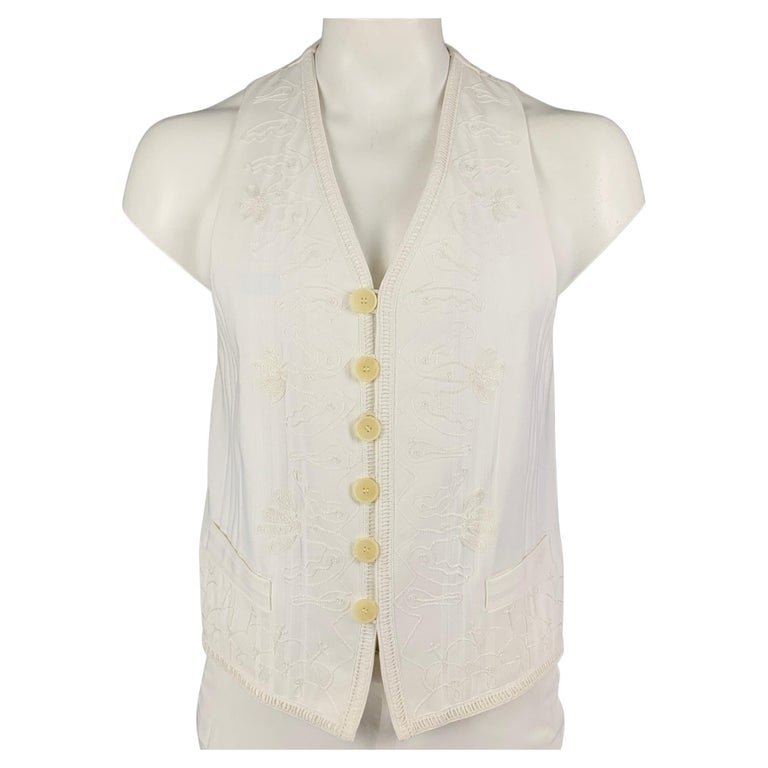 Dolce & Gabbana White Cotton Silk Blend Dress Vest Blazer main image 0
