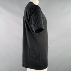 Dolce & Gabbana Taille 44 T-shirt col V en jersey de coton noir vieilli