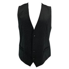 DOLCE & GABBANA Size 44 Black Dots Velvet Classic Vest