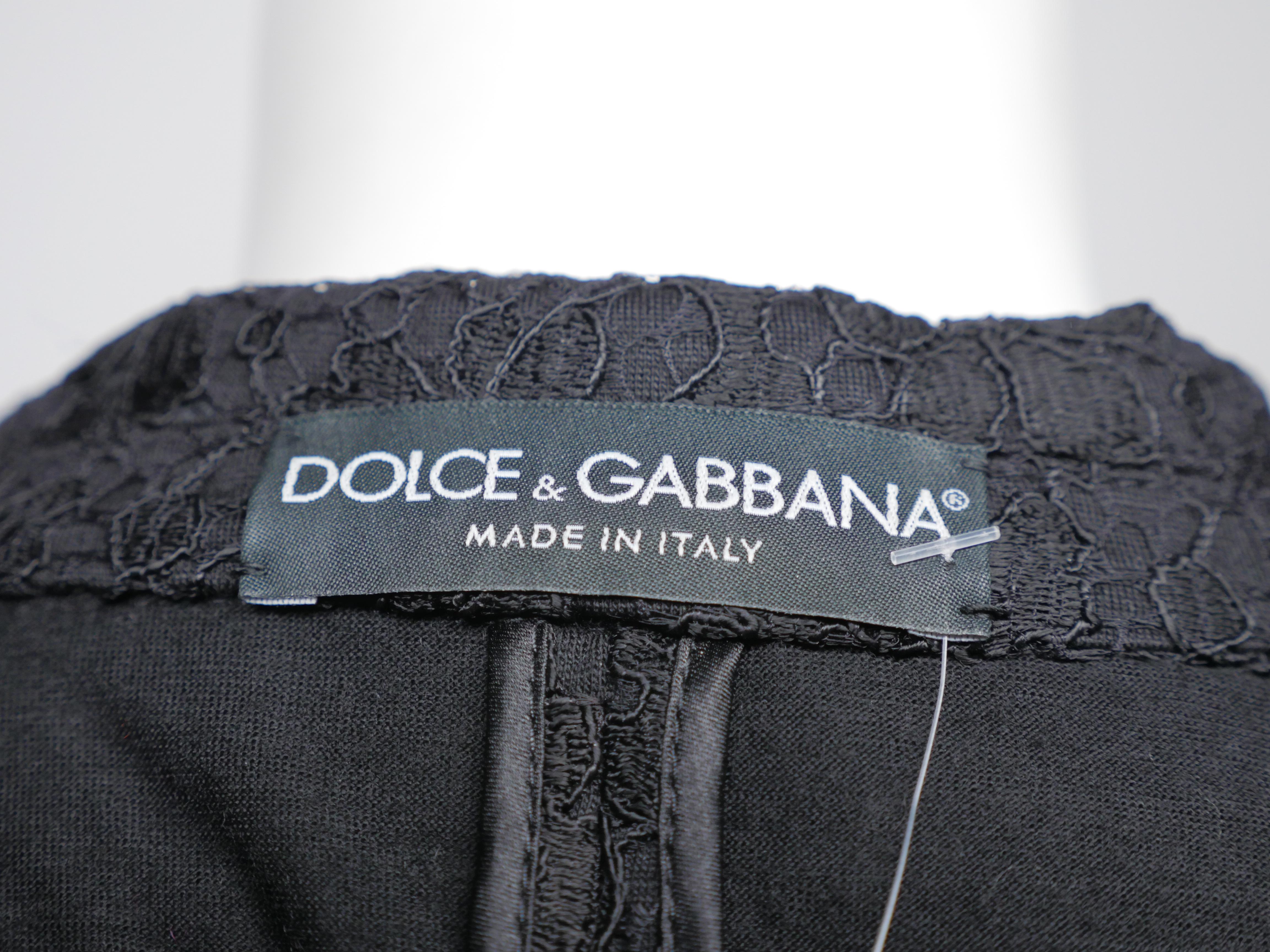 Dolce & Gabbana Size 44 Black Lace 3/4 Sleeve Double Breasted Jacket 4