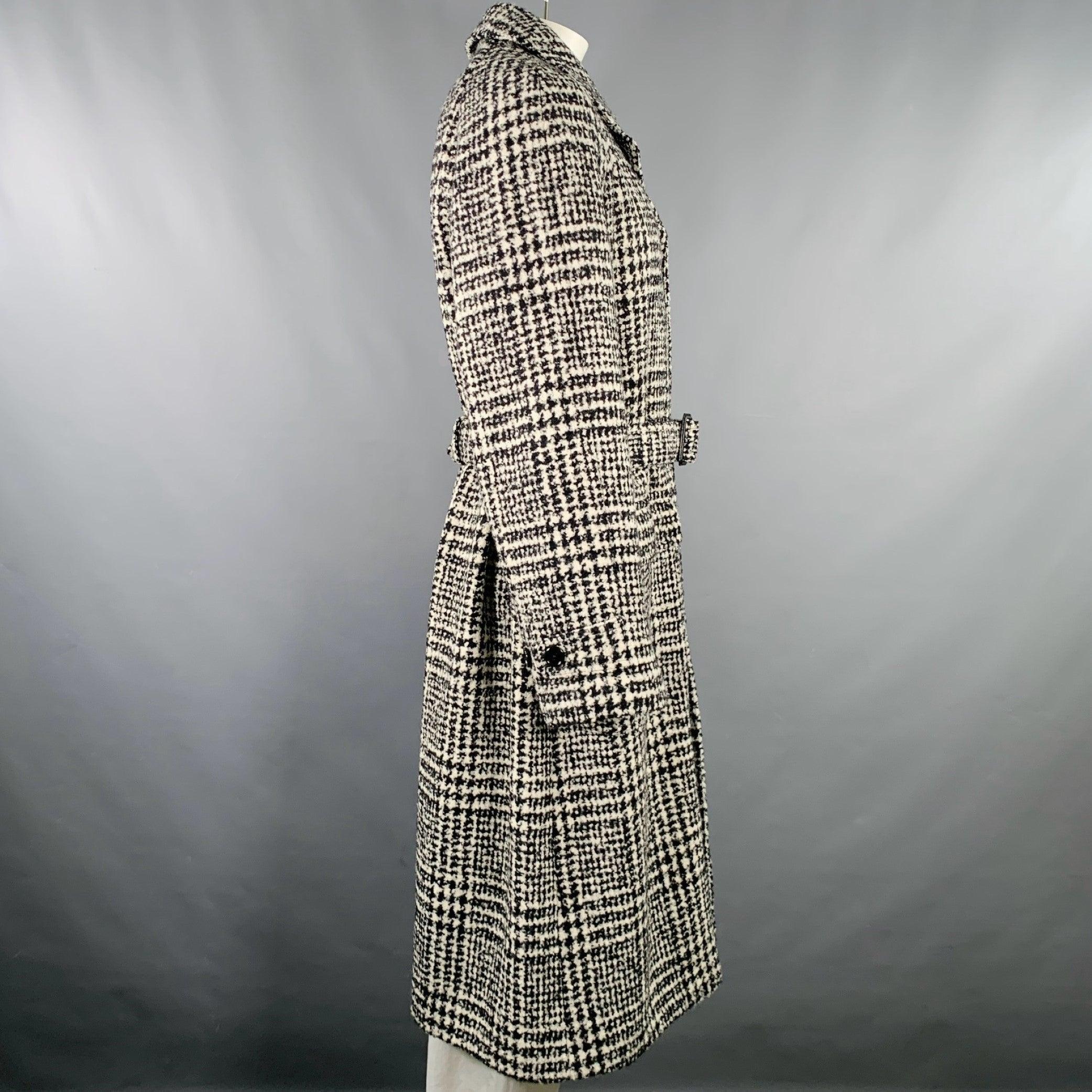 Gray DOLCE & GABBANA Size 44 Black White Plaid Wool Blend Oversized Coat For Sale