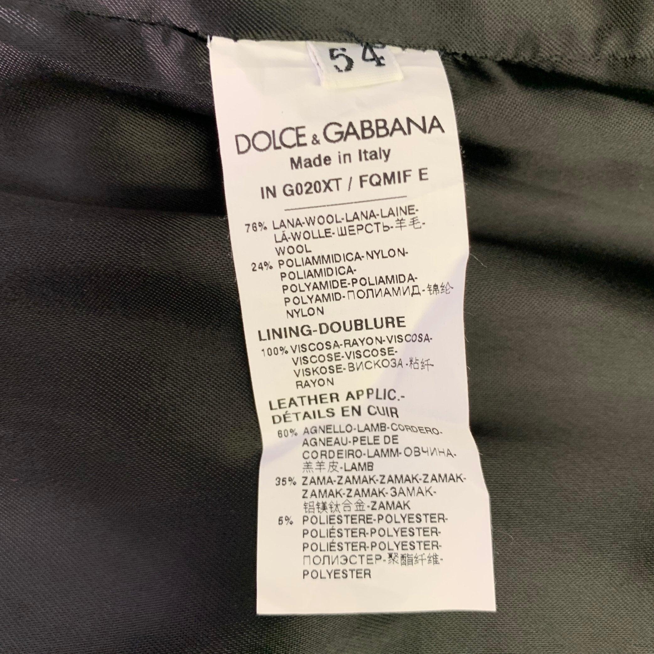 DOLCE & GABBANA Size 44 Black White Plaid Wool Blend Oversized Coat For Sale 2