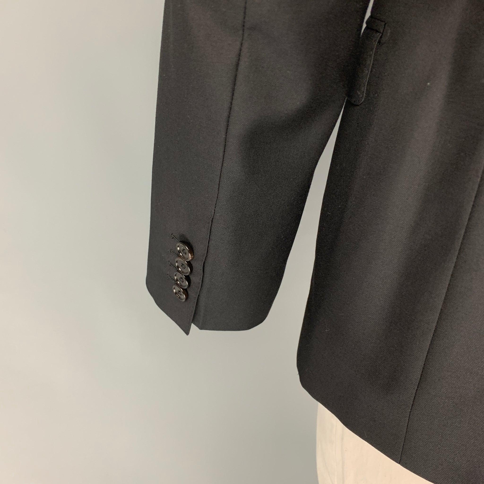Men's DOLCE & GABBANA Size 44 Black Wool Blend Peak Lapel Sport Coat For Sale