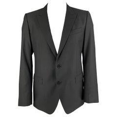 DOLCE & GABBANA - Manteau de sport en laine noire à revers en pointe, taille 44