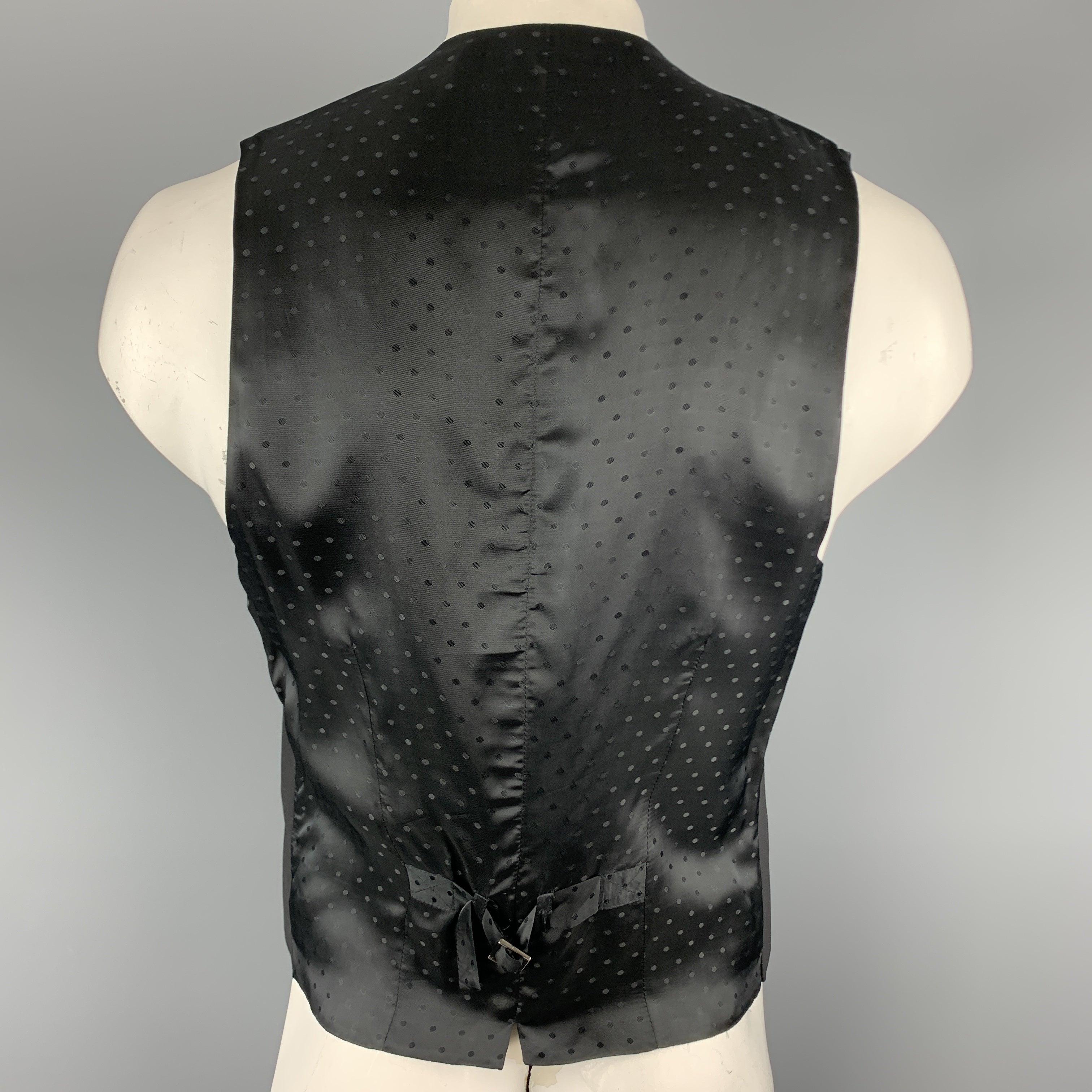 DOLCE & GABBANA Size 44 Black Wool Blend Polka Dot Back Buttoned Vest For Sale 1