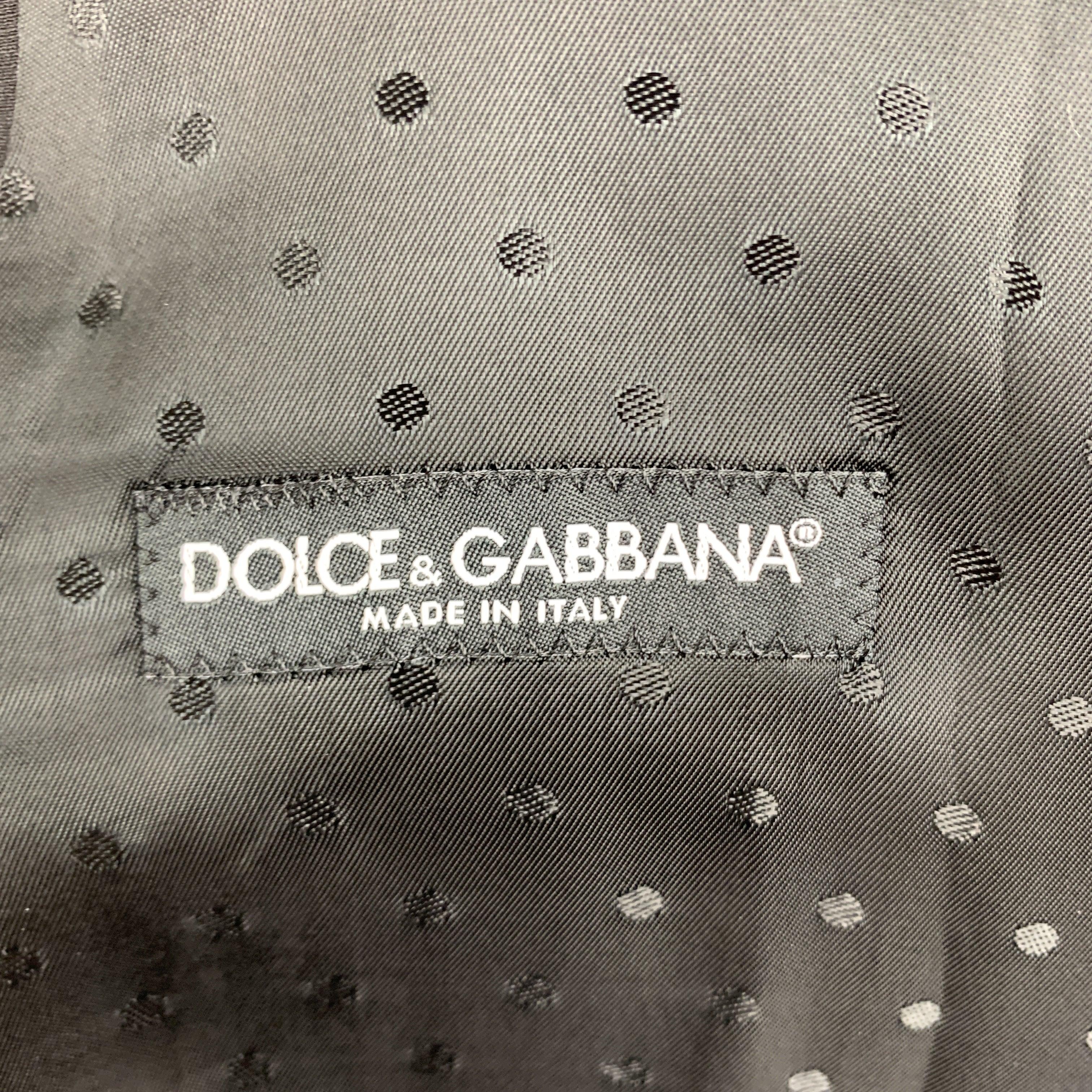 DOLCE & GABBANA Size 44 Black Wool Blend Polka Dot Back Buttoned Vest For Sale 3