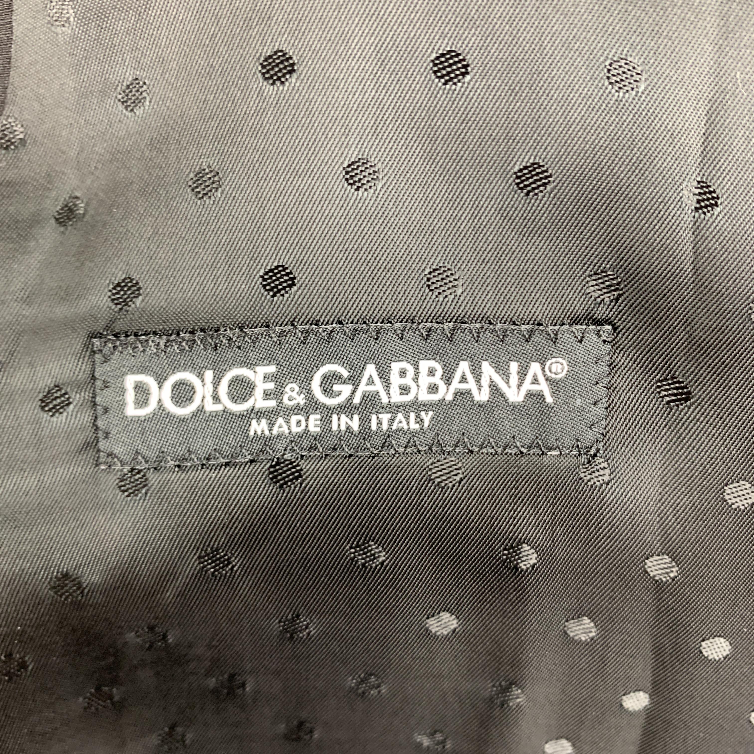 Men's DOLCE & GABBANA Size 44 Black Wool Blend Polka Dot Back Buttoned Vest