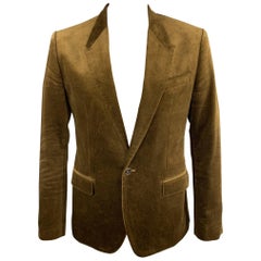 DOLCE & GABBANA Size 44 Brown Cotton Velvet Peak Lapel Sport Coat