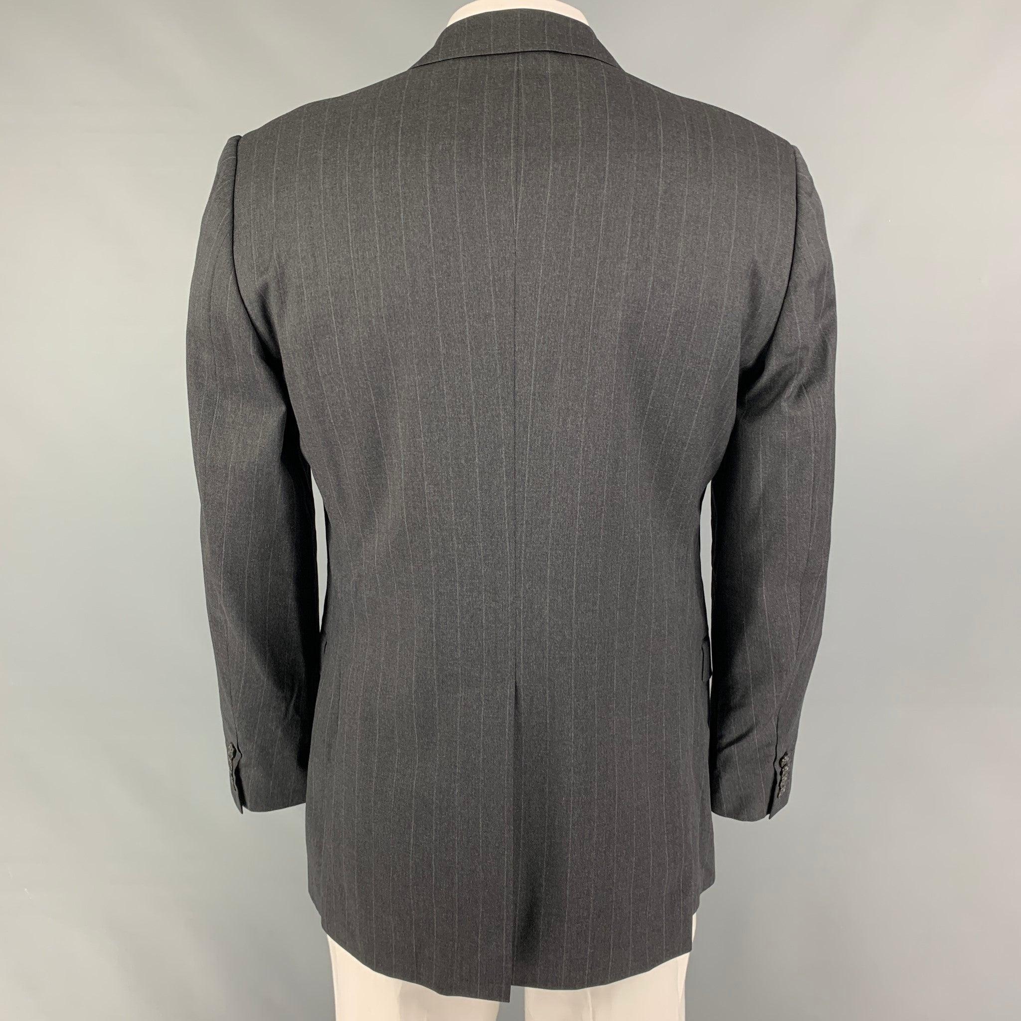 DOLCE & GABBANA Size 44 Charcoal Pinstripe Virgin Wool Sport Coat In Good Condition For Sale In San Francisco, CA