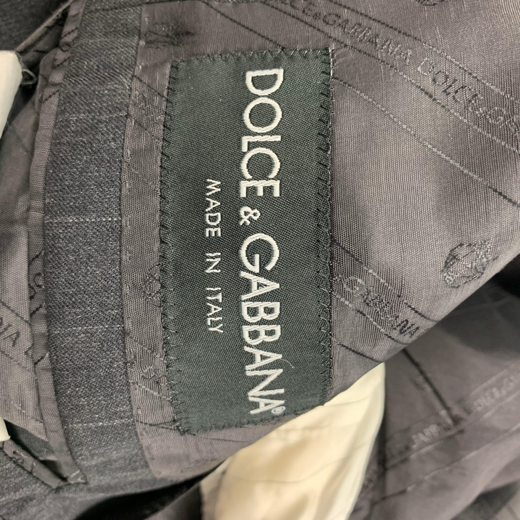 DOLCE & GABBANA Size 44 Charcoal Pinstripe Virgin Wool Sport Coat For Sale 2