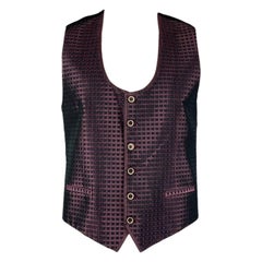 DOLCE 
GABBANA Size 44  Purple/ Blue Squares Silk 
 Polyester Vest