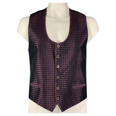 DOLCE & GABBANA Size 44 Purple/ Blue Squares Silk & Polyester Vest