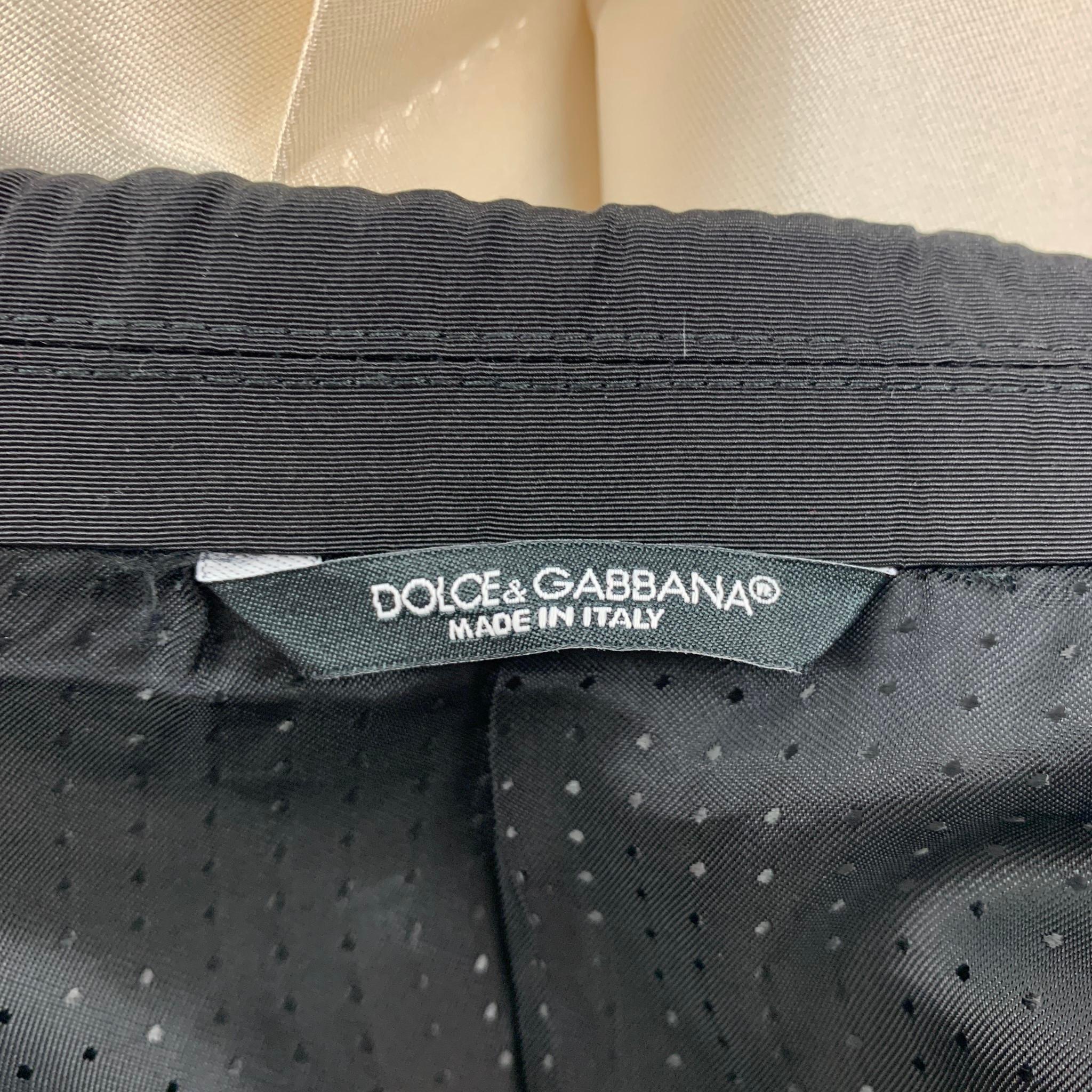DOLCE & GABBANA Size 44 Regular Beige Black Silk Blend Sport Coat 6