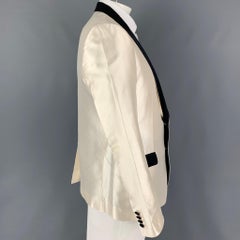 DOLCE & GABBANA Sportmantel aus schwarzer Seidenmischung in Beige, Größe 44