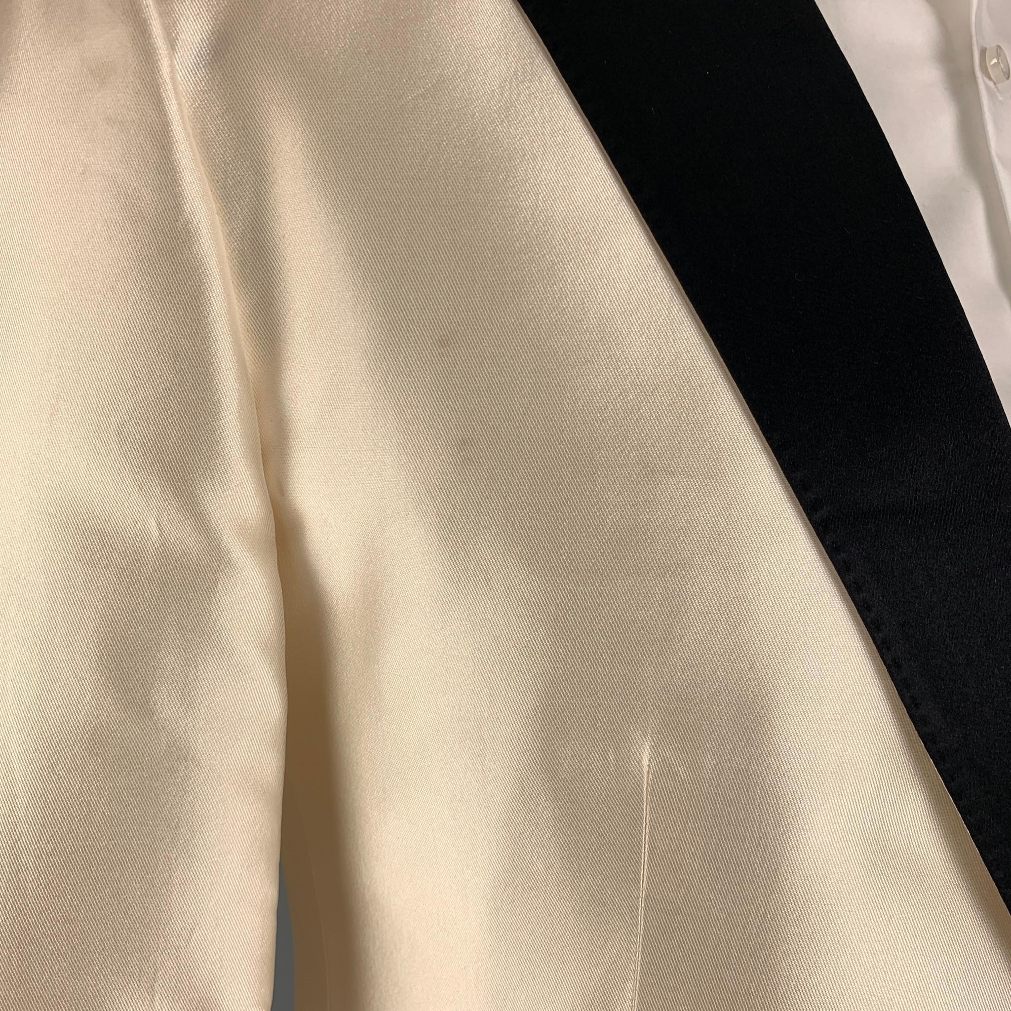 DOLCE & GABBANA Size 44 Regular Beige Black Silk Blend Sport Coat 3