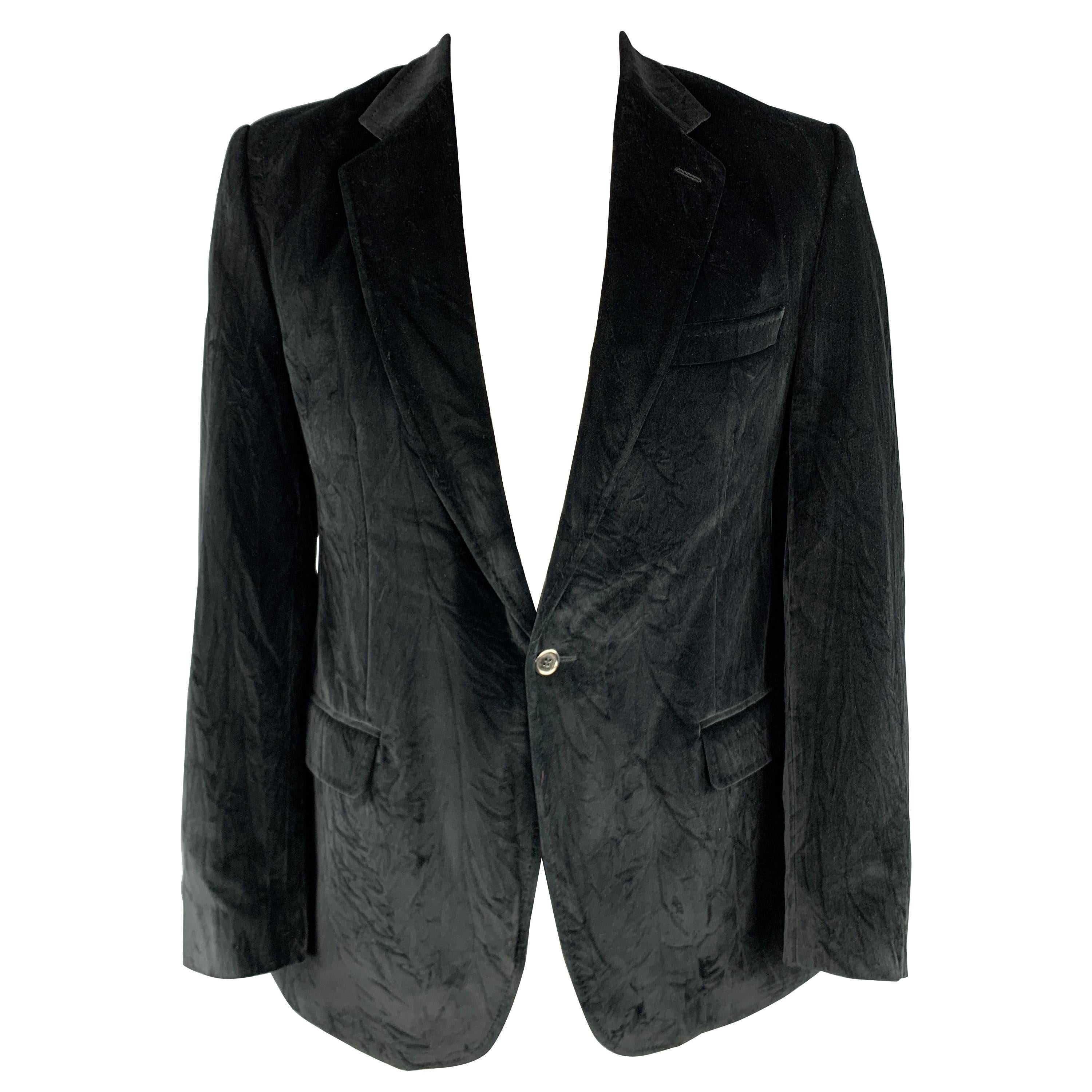 DOLCE & GABBANA Size 44 Regular Black Cotton Velvet Sport Coat