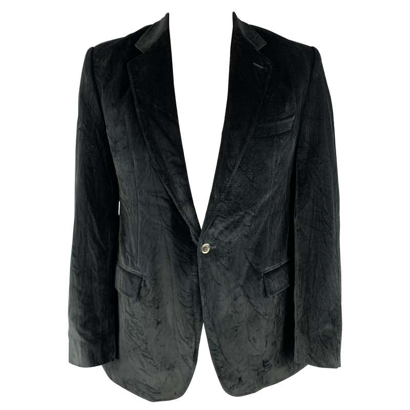 DOLCE and GABBANA Size 44 Regular Black Cotton Velvet Sport Coat For ...
