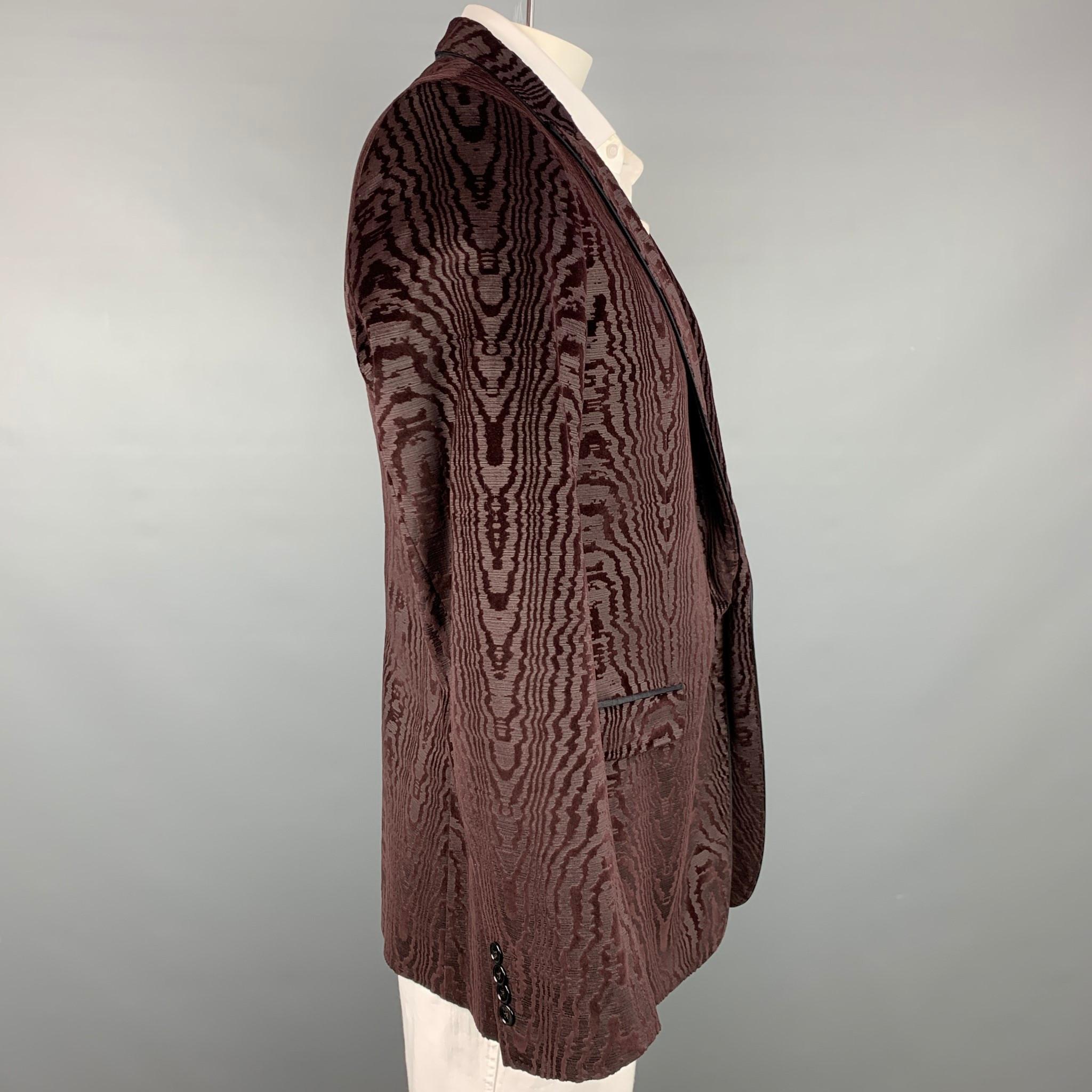 Black DOLCE & GABBANA Size 44 Regular Burgundy Jacquard Cotton / Silk Sport Coat