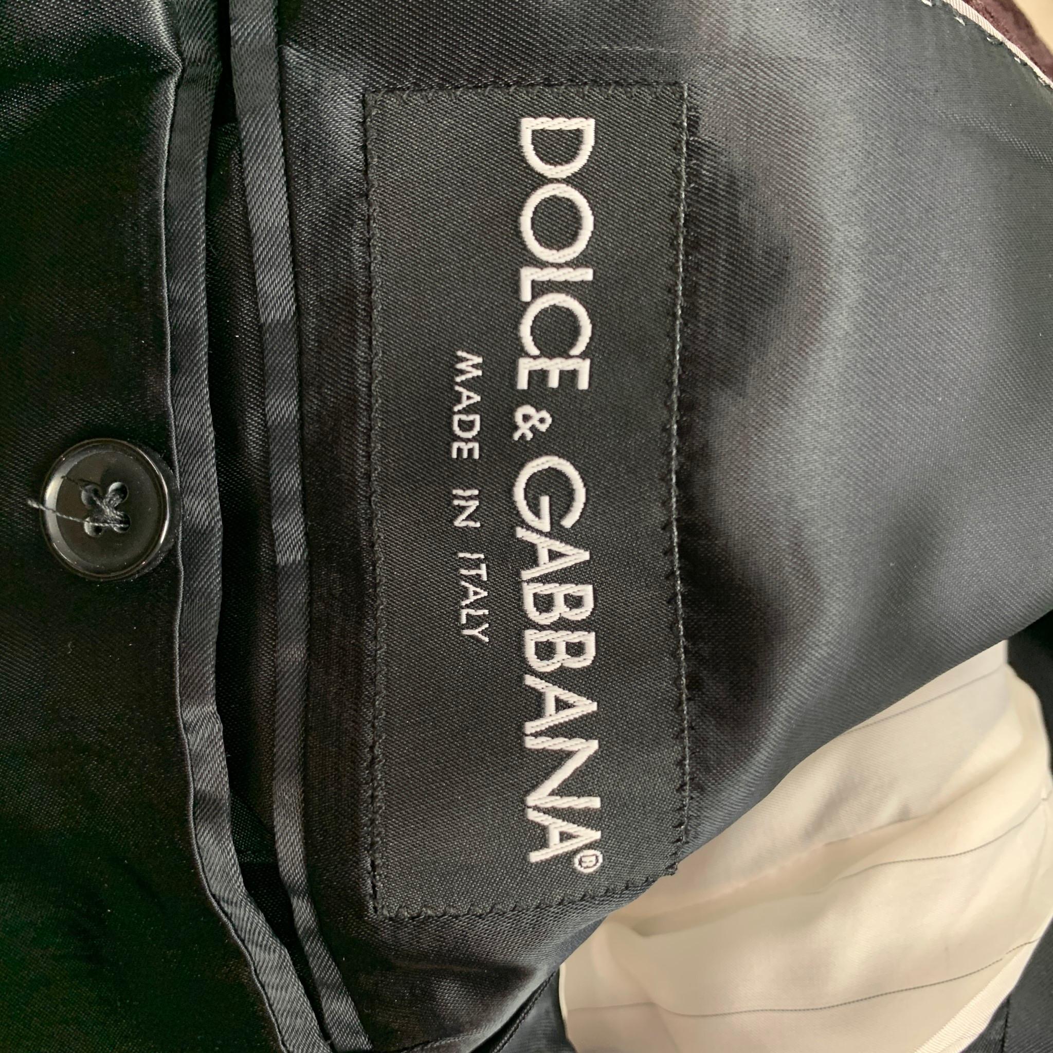 DOLCE & GABBANA Size 44 Regular Burgundy Jacquard Cotton / Silk Sport Coat 2