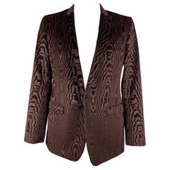 DOLCE & GABBANA Size 44 Regular Burgundy Jacquard Cotton / Silk Sport Coat