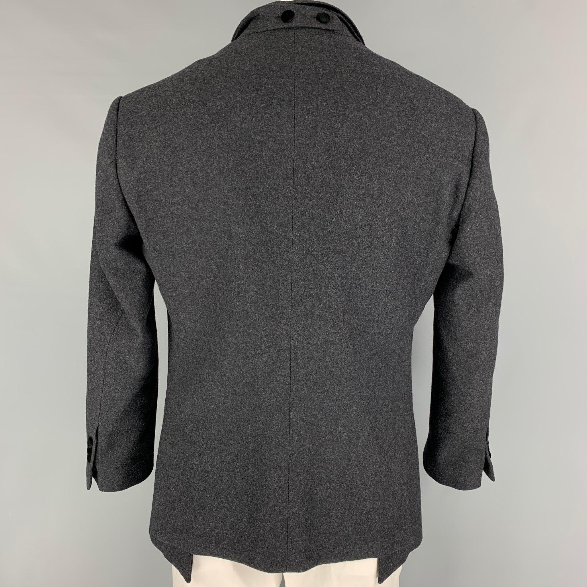 Men's DOLCE & GABBANA Size 44 Regular Charcoal Black Wool Sport Coat For Sale