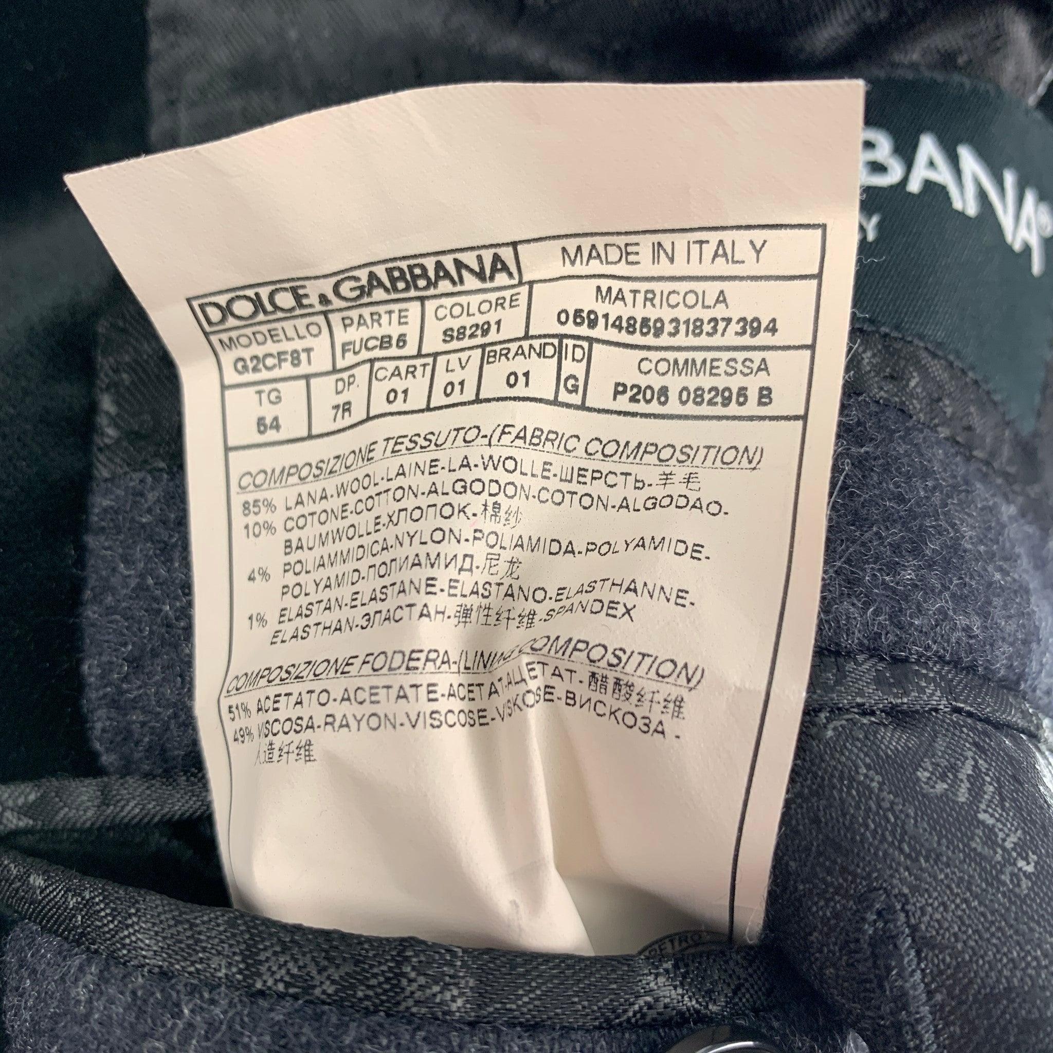 DOLCE & GABBANA Size 44 Regular Charcoal Black Wool Sport Coat For Sale 2