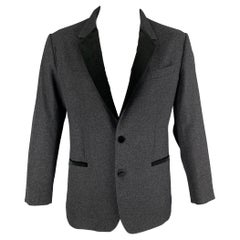 DOLCE 
GABBANA Size 44 Regular Charcoal Black Wool Sport Coat