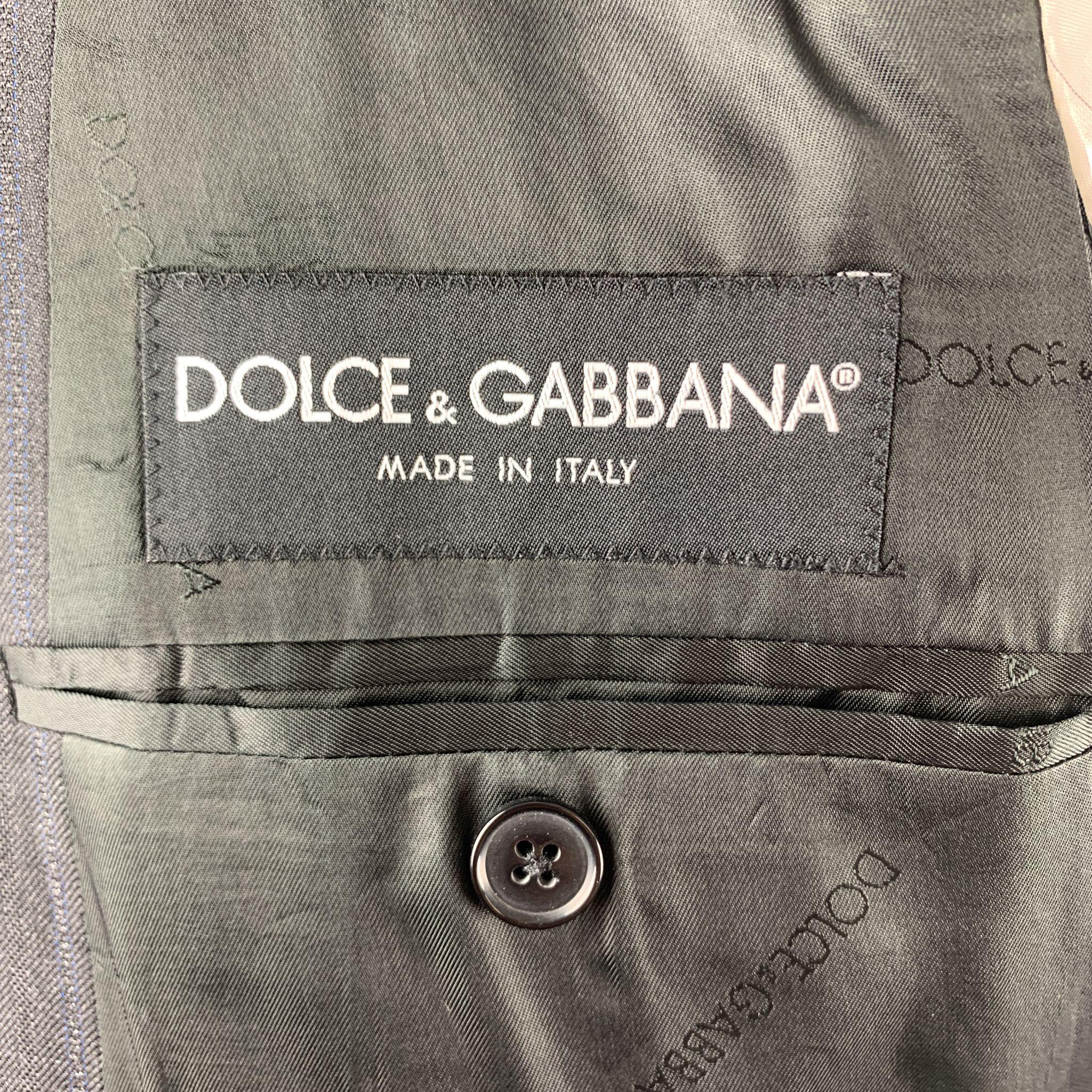 DOLCE & GABBANA Size 44 Regular Charcoal Stripe Wool Notch Lapel Suit 1