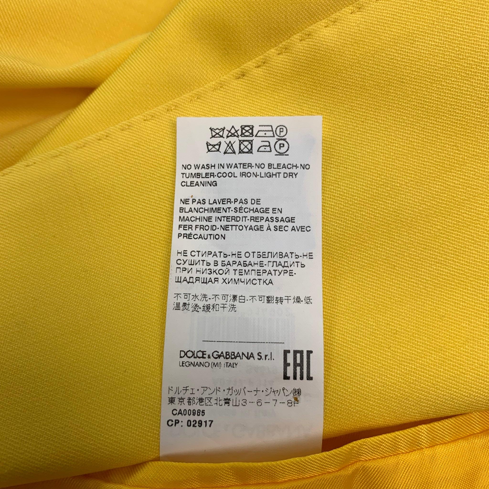 DOLCE & GABBANA Size 44 Yellow Wool Peak Lapel Sport Coat For Sale 6