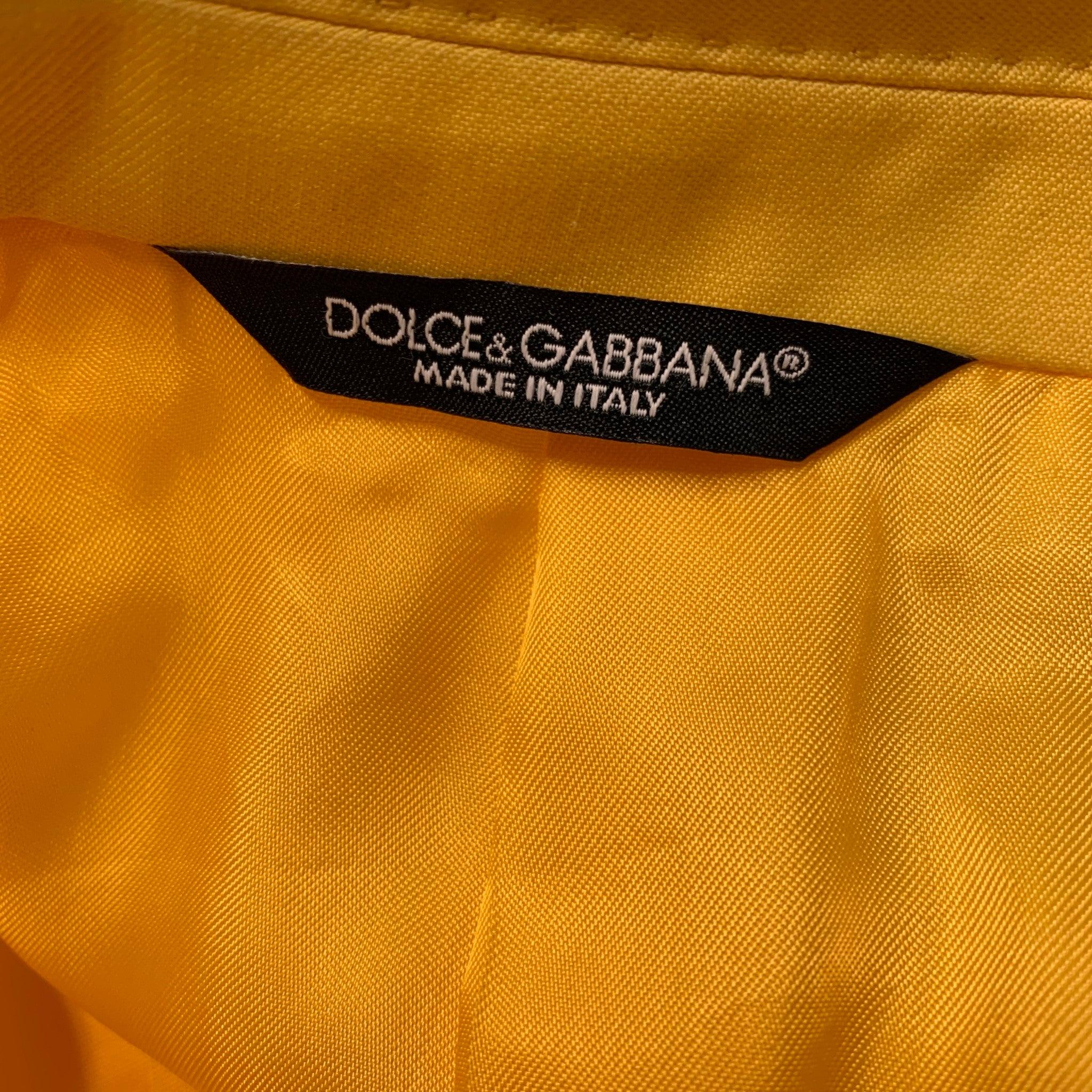 DOLCE & GABBANA Size 44 Yellow Wool Peak Lapel Sport Coat For Sale 3