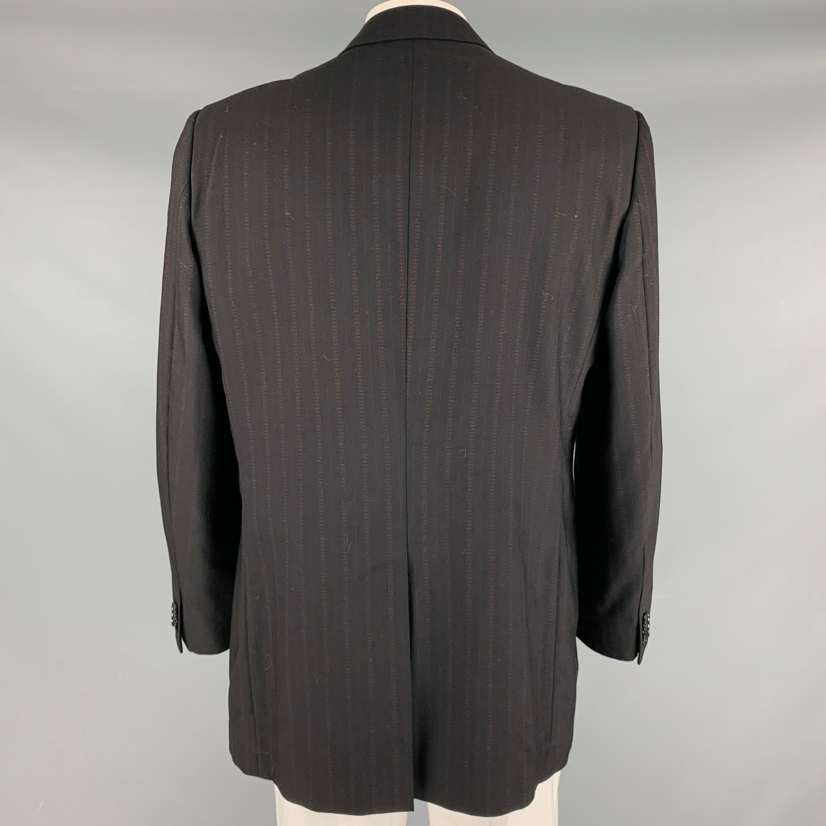 DOLCE & GABBANA Size 46 Black Burgundy Stripe Virgin Wool Sport Coat In Excellent Condition For Sale In San Francisco, CA
