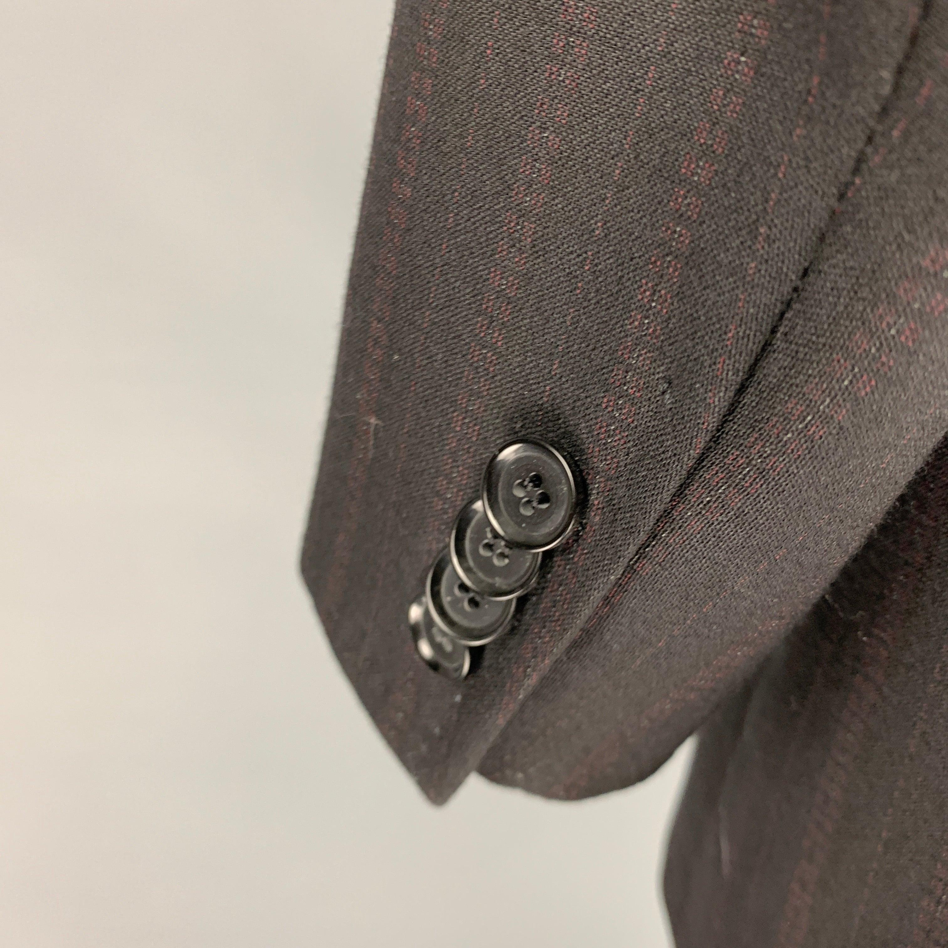 Men's DOLCE & GABBANA Size 46 Black Burgundy Stripe Virgin Wool Sport Coat For Sale