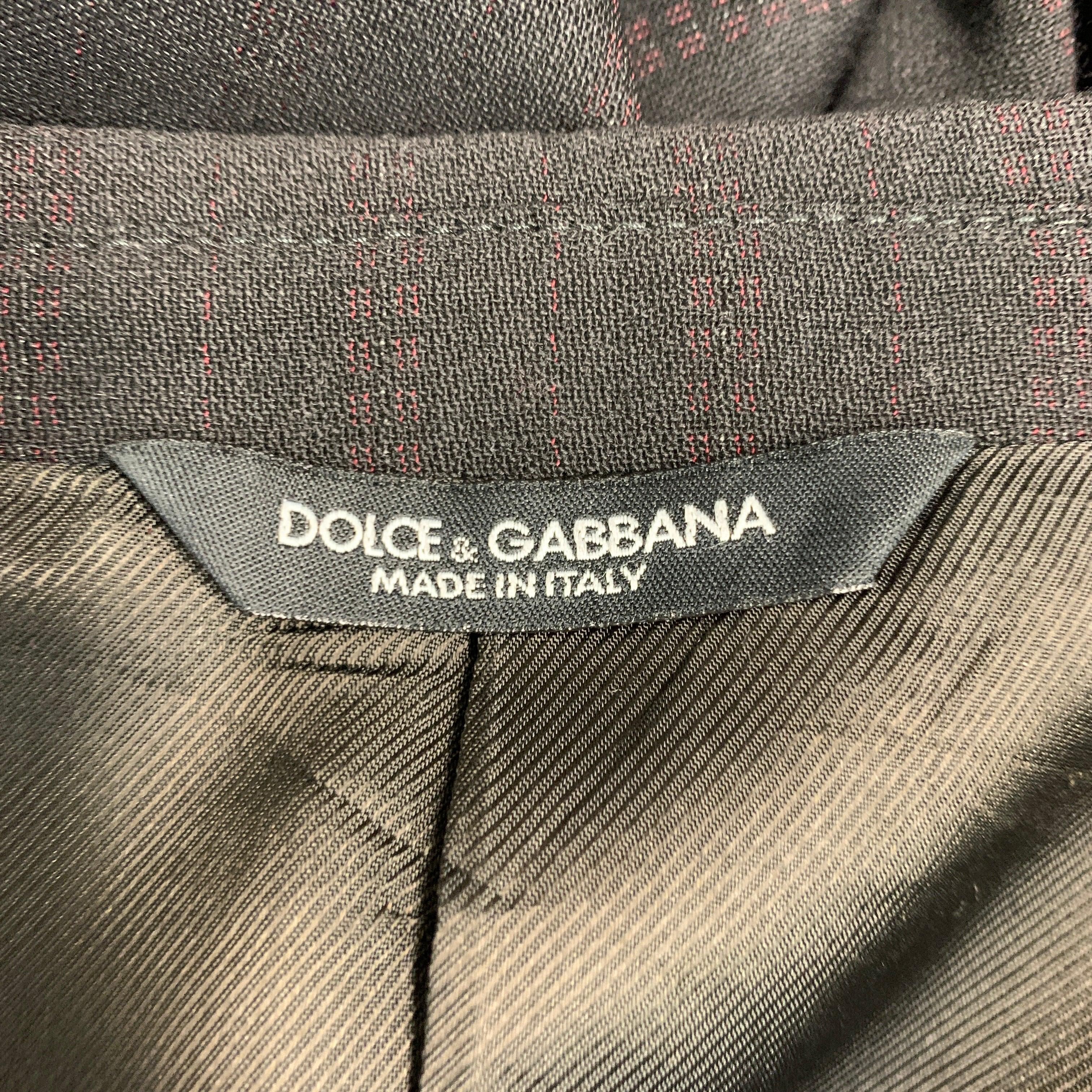 DOLCE & GABBANA Size 46 Black Burgundy Stripe Virgin Wool Sport Coat For Sale 1