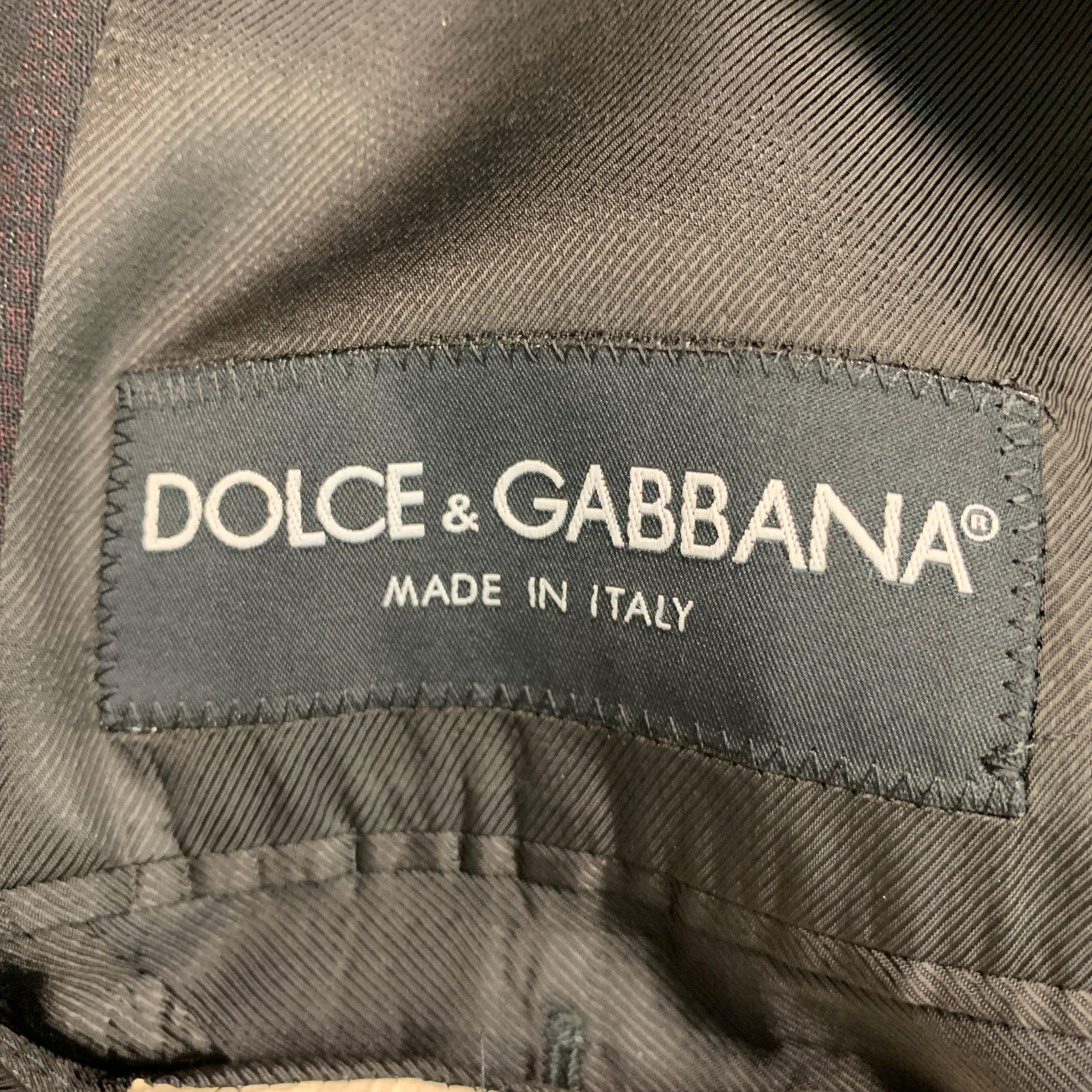 DOLCE & GABBANA Size 46 Black Burgundy Stripe Virgin Wool Sport Coat For Sale 4
