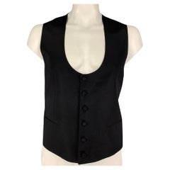 DOLCE and GABBANA Size 46 Black Wool Silk Buttoned Vest For Sale at 1stDibs