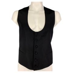 DOLCE 
GABBANA Size 46 Black Wool Silk Buttoned Vest