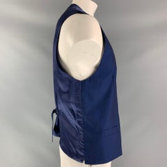 DOLCE & GABBANA Size 46 Blue Solid Wool &  Mohair Buttoned Vest