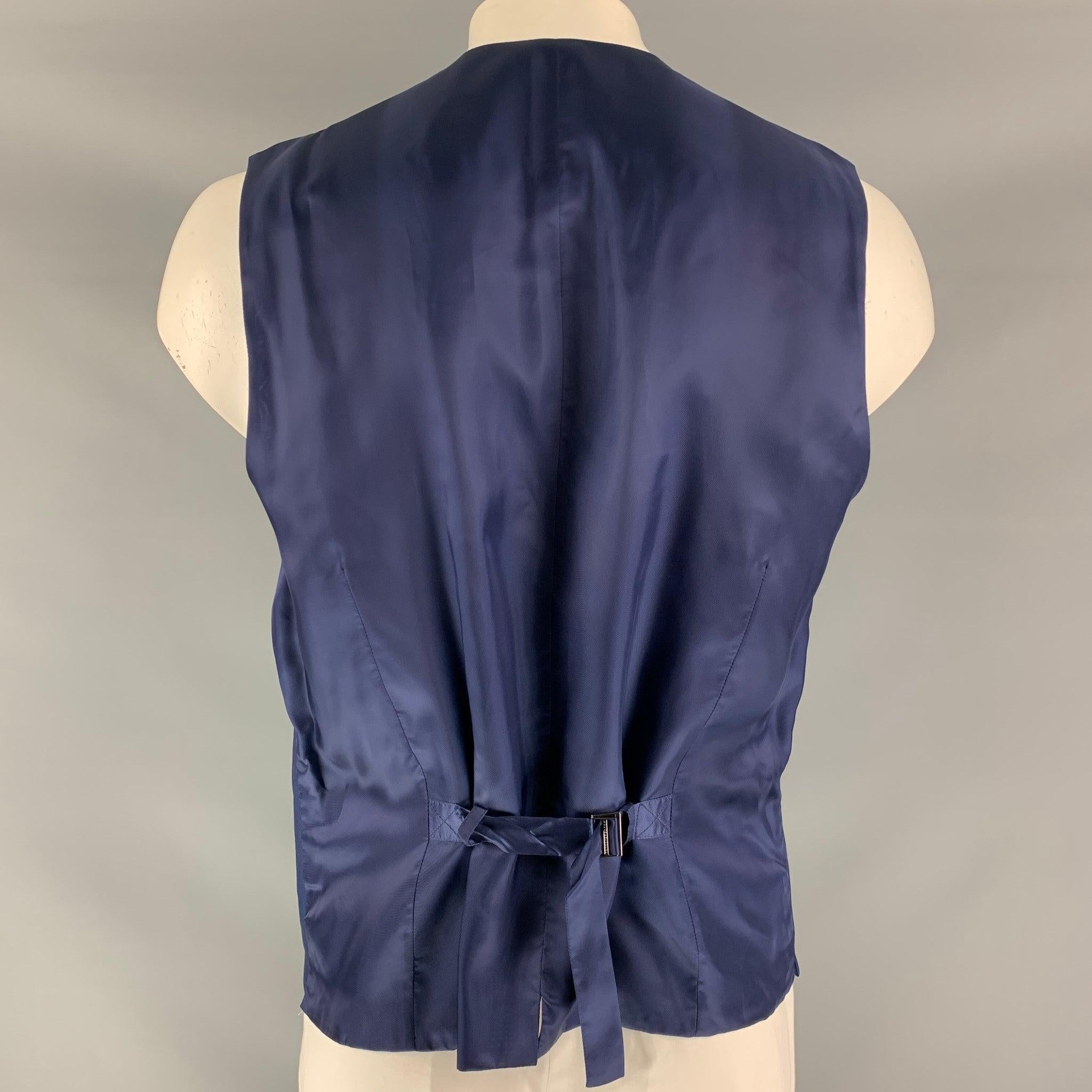 DOLCE & GABBANA Size 46 Blue Solid Wool &  Mohair Buttoned Vest In Excellent Condition For Sale In San Francisco, CA