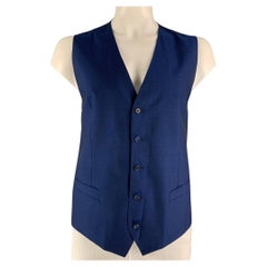 DOLCE & GABBANA Size 46 Blue Solid Wool & Mohair Buttoned Vest
