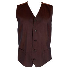 DOLCE & GABBANA - Gilet boutonné en laine marron, taille 46