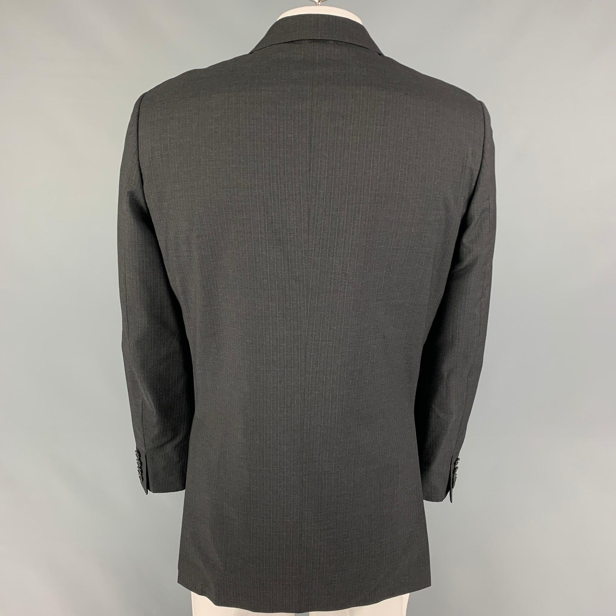 DOLCE & GABBANA Size 46 Charcoal Pinstripe Virgin Wool Sport Coat In Good Condition For Sale In San Francisco, CA