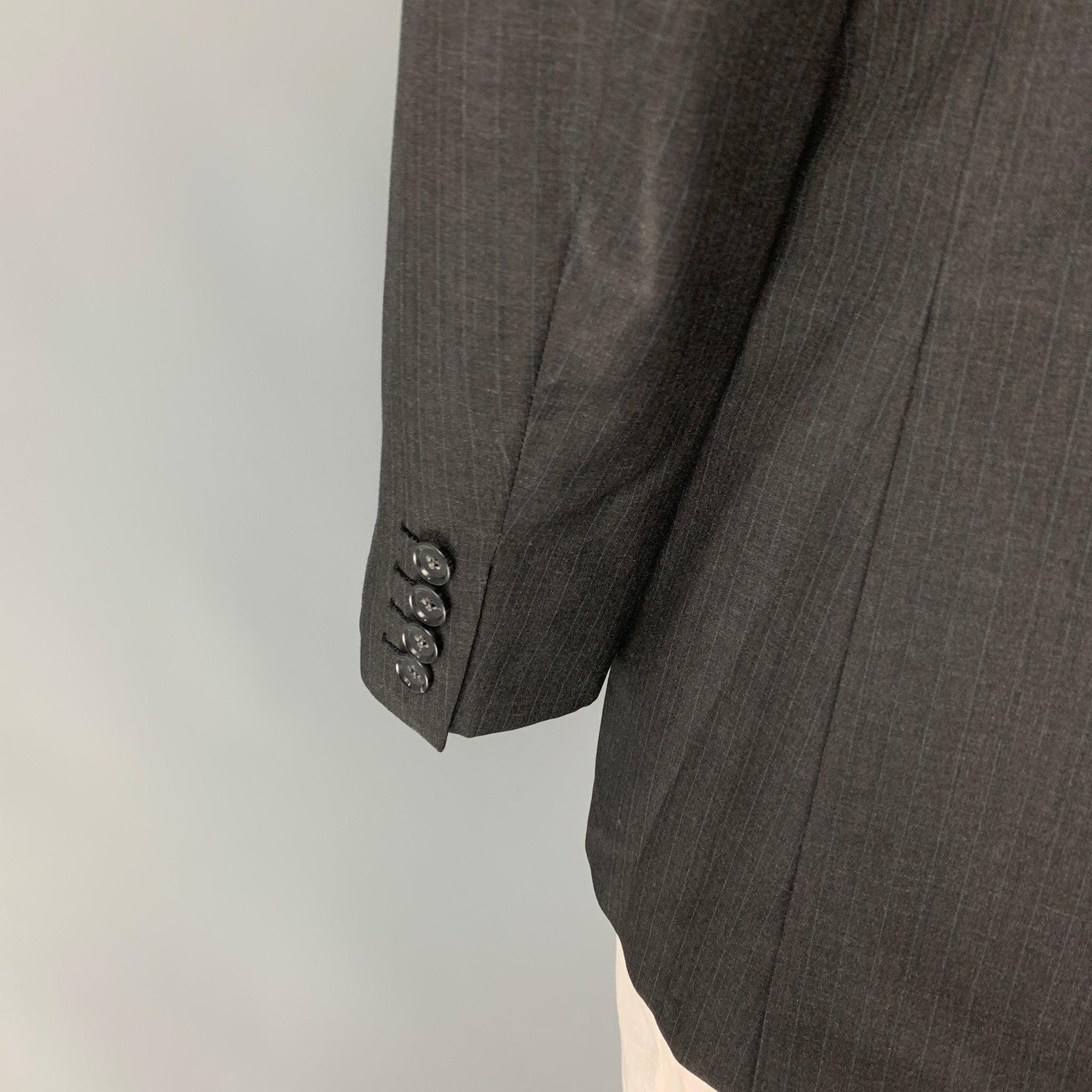 Men's DOLCE & GABBANA Size 46 Charcoal Pinstripe Virgin Wool Sport Coat For Sale